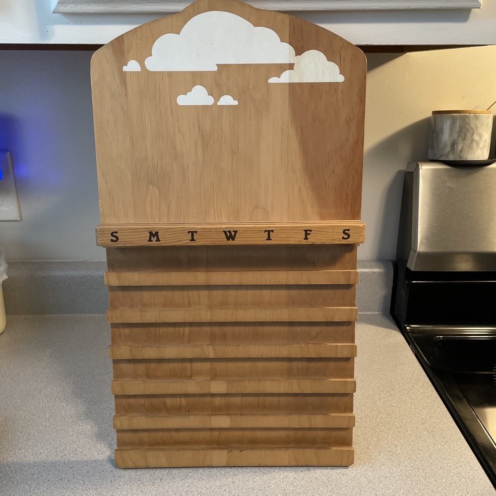Perpetual Wooden Wall Calender Clouds DIY Cottagecore Grannycore